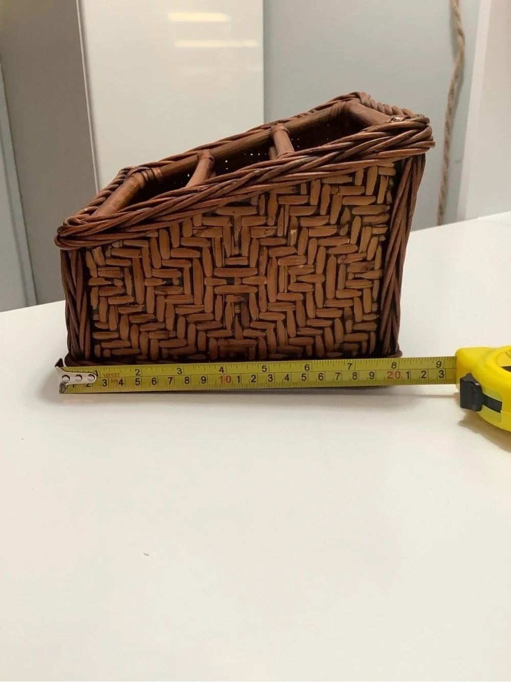 Woven Rattan 4-Compartment Desk Organizer - Brown